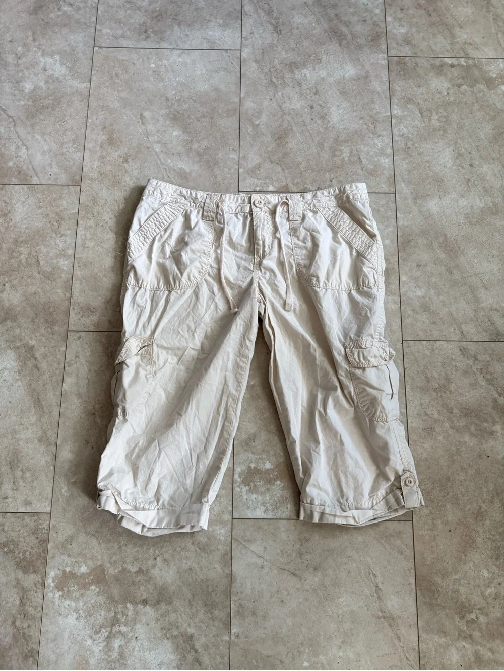Women’s Cargo Capris - Light Beige Casual Shorts